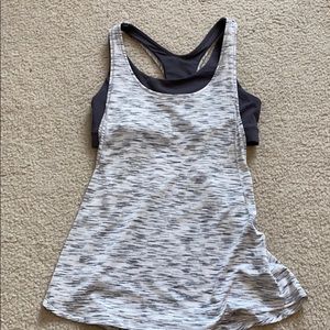 Grey and white lululemon tank top